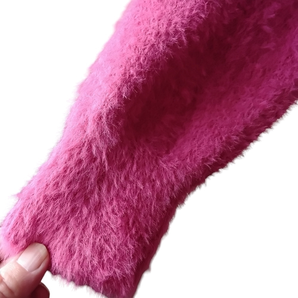 Almost Famous Women's Pink V-Neck Botton Fuzzy Long Sleeve Cardigan Sweater XL - Picture 5 of 7